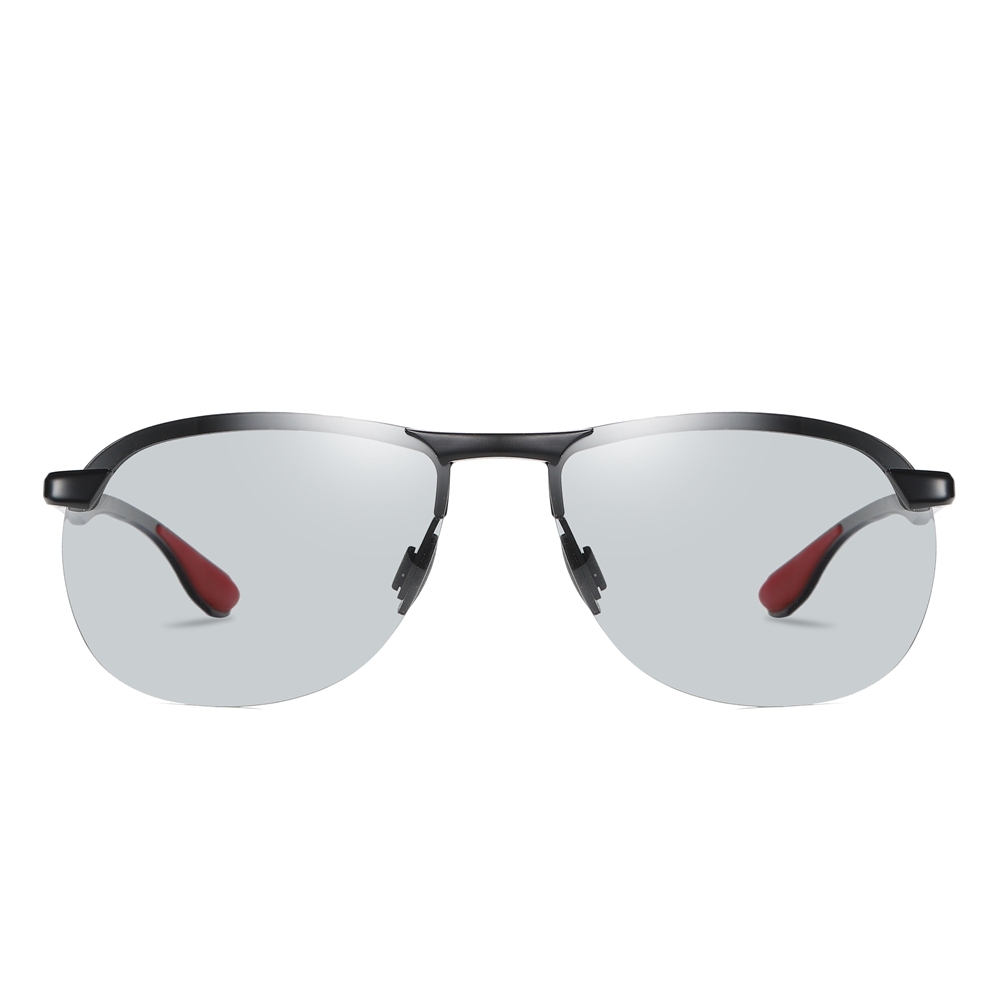 Personalized Customize Men's Oval Sport Sunglasses for Camping Semi-rimless Polarized Driving Glasses with Aluminum Spring Temples