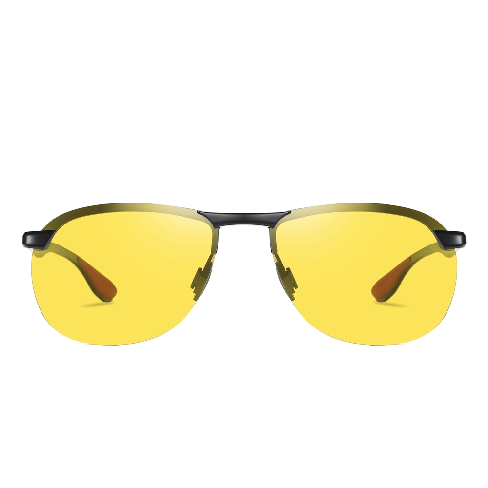 Personalized Customize Men's Oval Sport Sunglasses for Camping Semi-rimless Polarized Driving Glasses with Aluminum Spring Temples