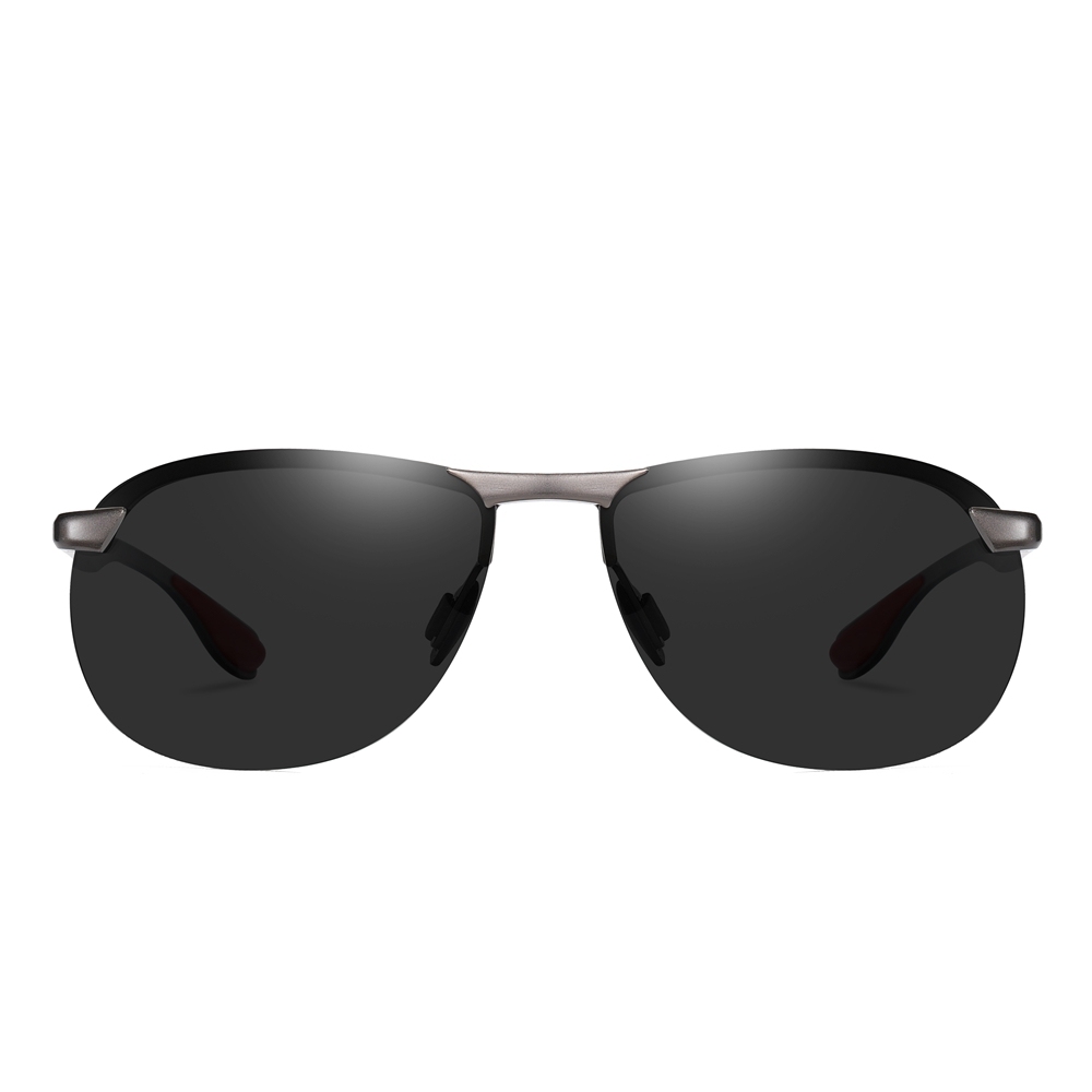 Personalized Customize Men's Oval Sport Sunglasses for Camping Semi-rimless Polarized Driving Glasses with Aluminum Spring Temples