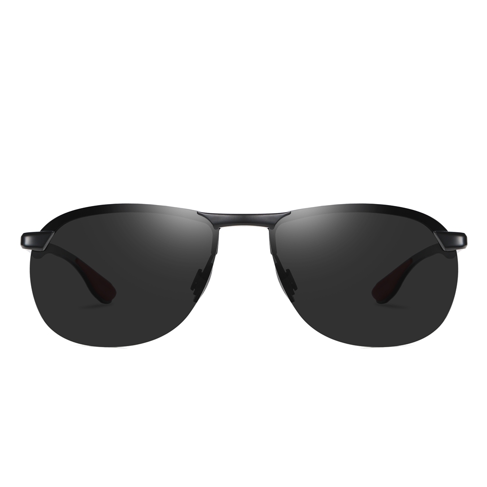 Personalized Customize Men's Oval Sport Sunglasses for Camping Semi-rimless Polarized Driving Glasses with Aluminum Spring Temples