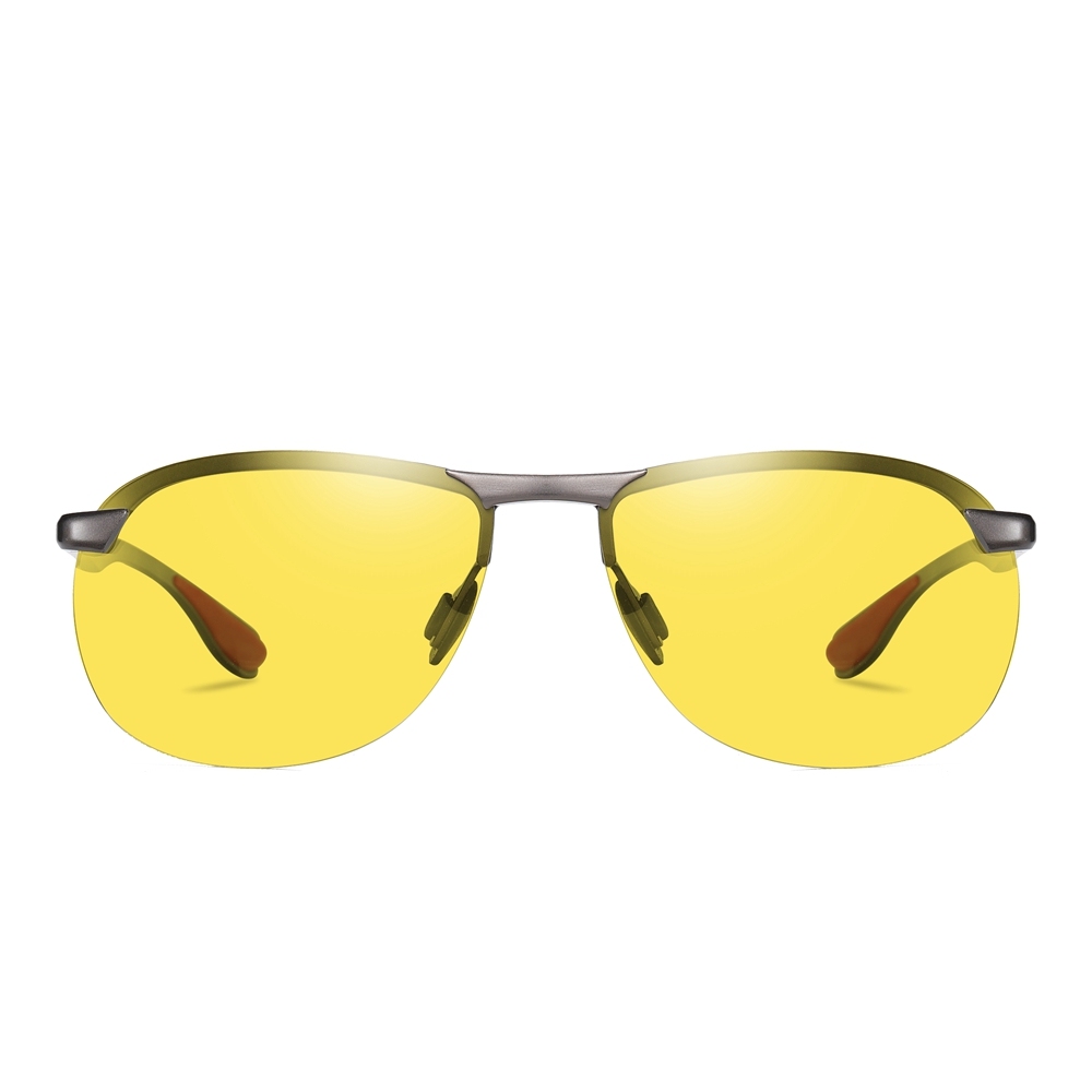 Personalized Customize Men's Oval Sport Sunglasses for Camping Semi-rimless Polarized Driving Glasses with Aluminum Spring Temples