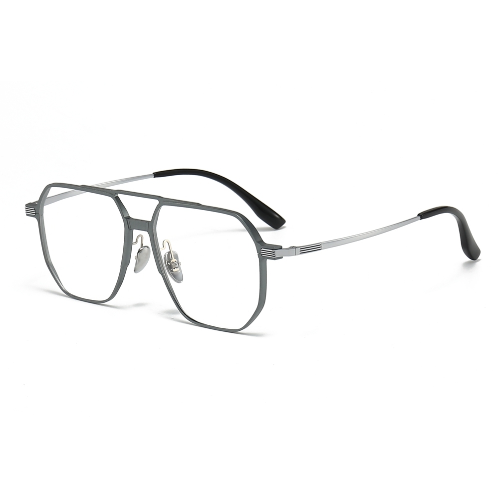 3 in 1 Aluminum Aviator Optical Frames with Magnetic Clip on Polarized Sunglasses & Night Vision Glasses Oversized Navigator Snap on Eyewear Set