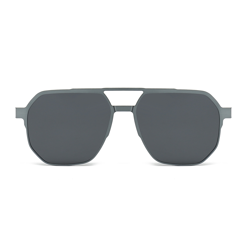 3 in 1 Aluminum Aviator Optical Frames with Magnetic Clip on Polarized Sunglasses & Night Vision Glasses Oversized Navigator Snap on Eyewear Set