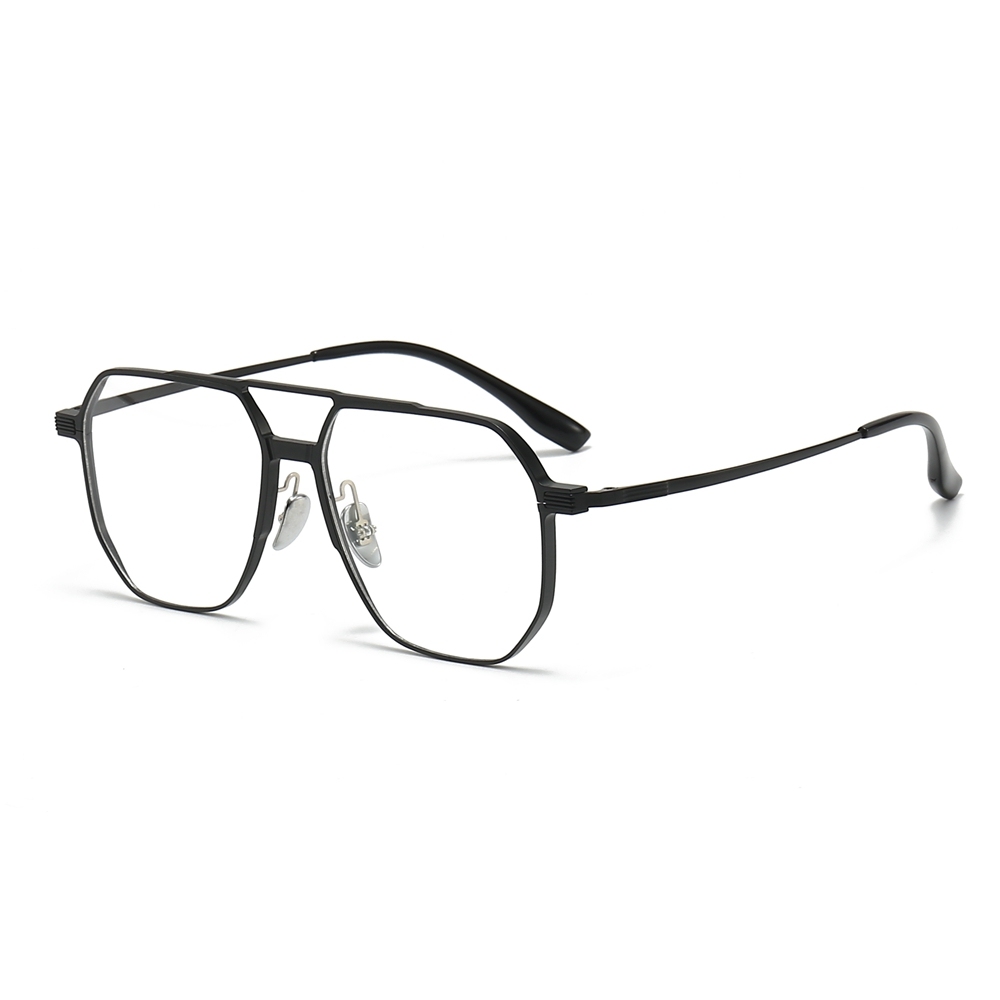 3 in 1 Aluminum Aviator Optical Frames with Magnetic Clip on Polarized Sunglasses & Night Vision Glasses Oversized Navigator Snap on Eyewear Set