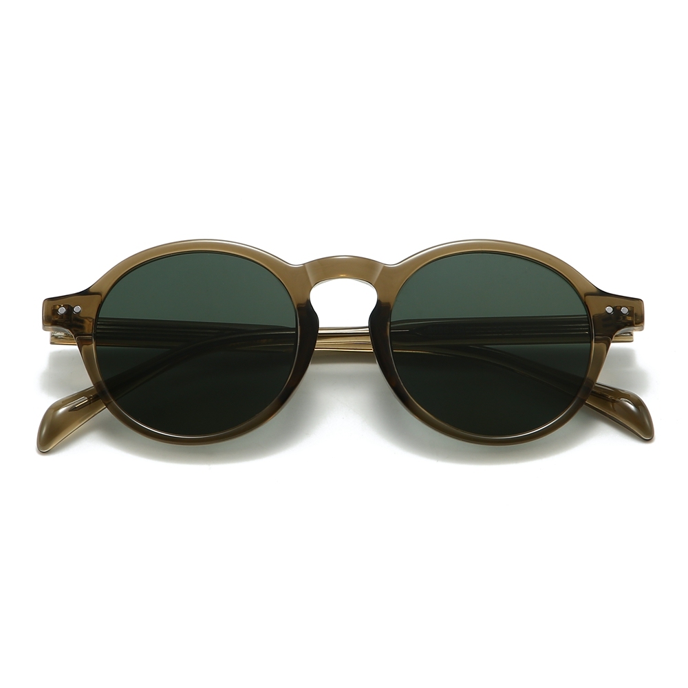 Custom Unisex Classic Panto Sunglasses Keyhole Bridge Metal Rivets Vintage Round Shades for Men Polarized Everyday Glasses Manufacturer China