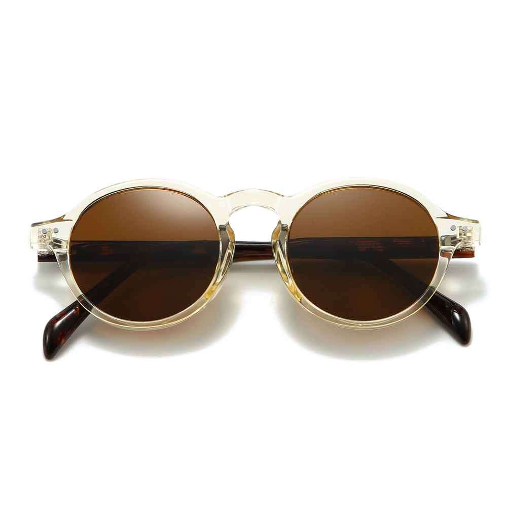 Custom Unisex Classic Panto Sunglasses Keyhole Bridge Metal Rivets Vintage Round Shades for Men Polarized Everyday Glasses Manufacturer China