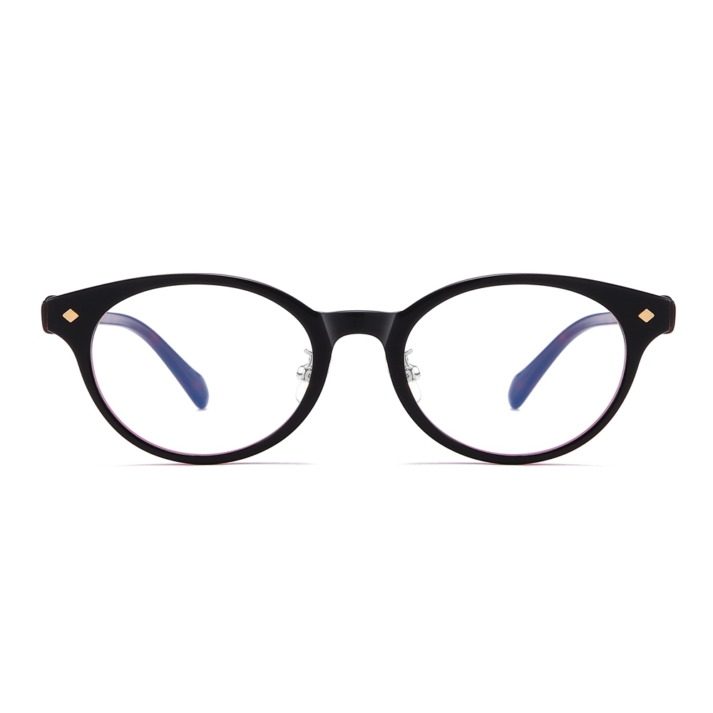 Wholesale Oval Panto Acetate Glasses Frames with Bow on Side Adjustable Nose Pads Gold Rivet Vintage Blue Light Blocking Eyeglasses Manufacturer