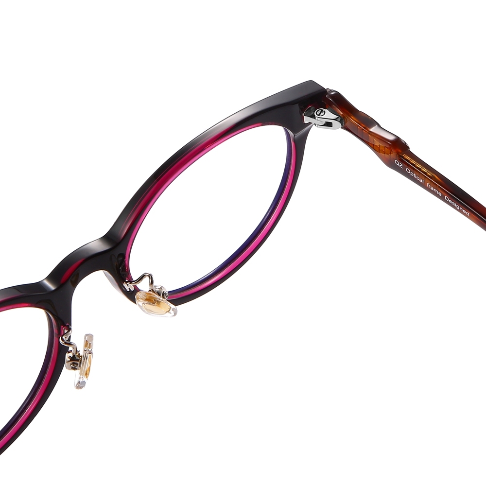 Wholesale Oval Panto Acetate Glasses Frames with Bow on Side Adjustable Nose Pads Gold Rivet Vintage Blue Light Blocking Eyeglasses Manufacturer