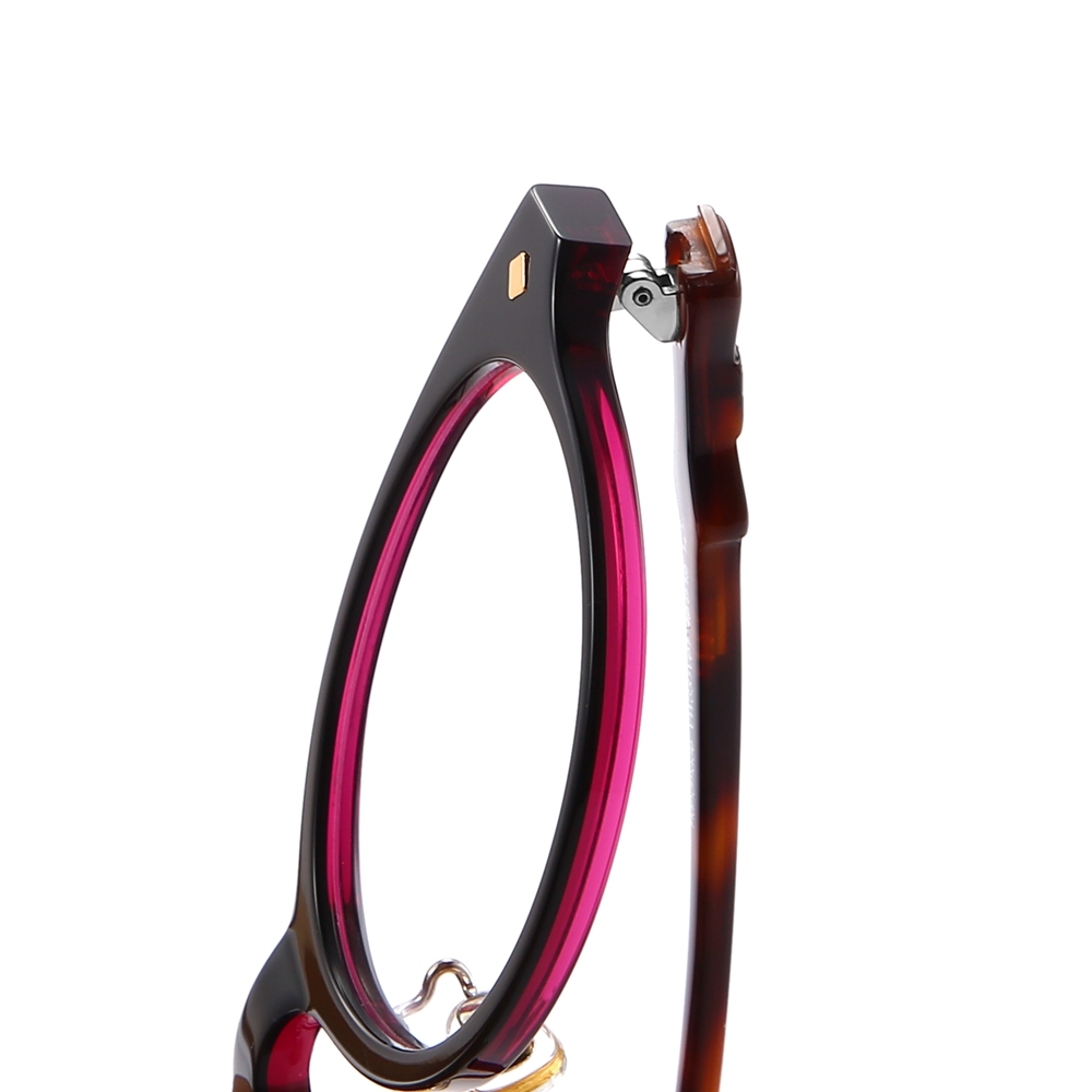 Wholesale Oval Panto Acetate Glasses Frames with Bow on Side Adjustable Nose Pads Gold Rivet Vintage Blue Light Blocking Eyeglasses Manufacturer