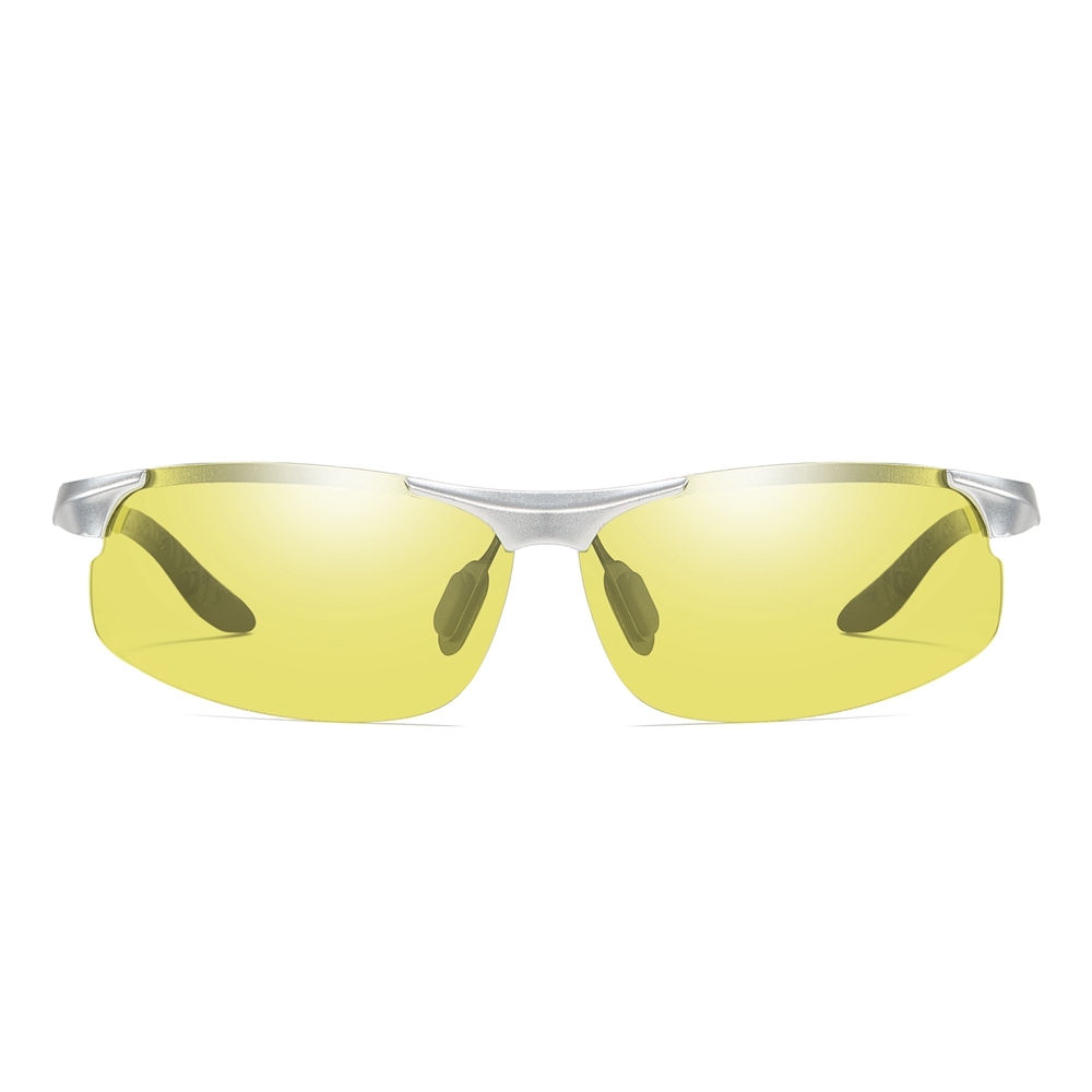 Custom Men's Aluminum Semi-rimless Sports Photochromic Cycling Glasses Light Adaptive Lenses Day and Night Vision Eyewear for Running Wholesale