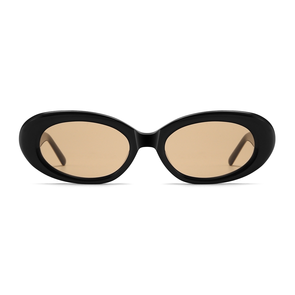 Wholesale Ladies Thick Oval Sunglasses with Metal Accents High-Fashion Y2k Shades for Women Premium Acetate Designer Eyewear Manufacturer China