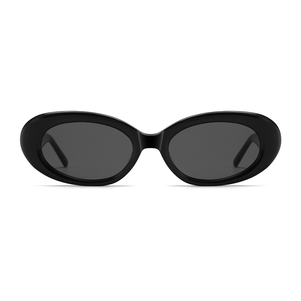 Wholesale Ladies Thick Oval Sunglasses with Metal Accents High-Fashion Y2k Shades for Women Premium Acetate Designer Eyewear Manufacturer China