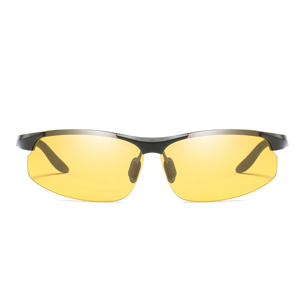 Custom Men's Aluminum Semi-rimless Sports Photochromic Cycling Glasses Light Adaptive Lenses Day and Night Vision Eyewear for Running Wholesale