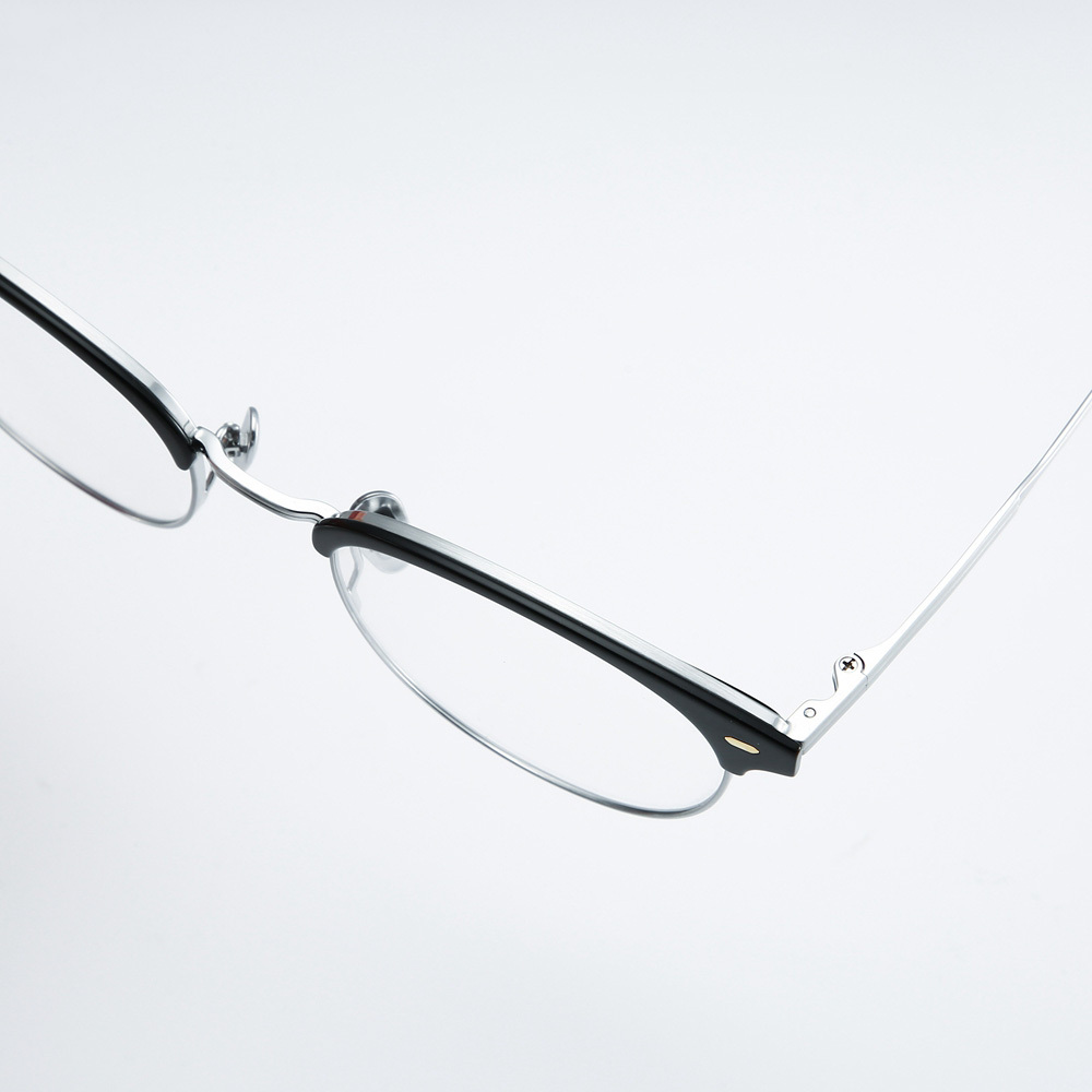 Wholesale Vintage Round Browline Eyeglasses with Rivets Pure Titanium Spectacle Frames for Office Men Intellectual Prescription Glasses Supplier