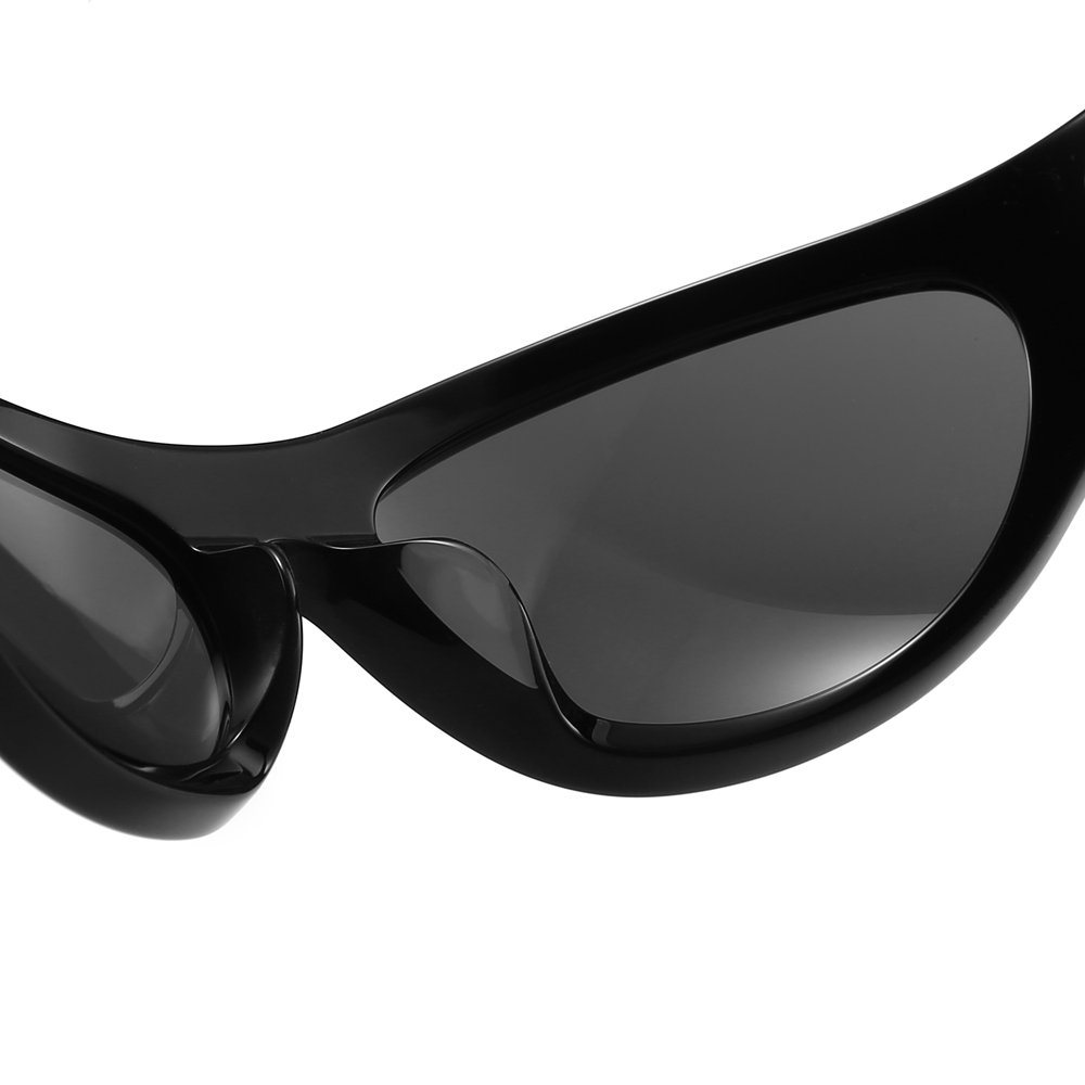 Custom Unisex Cyber Y2k Wrap Around Sunglasses GM MM003 Black Futuristic Designer Shades for Men & Women Luxury Acetate Eyewear Manufacturer China