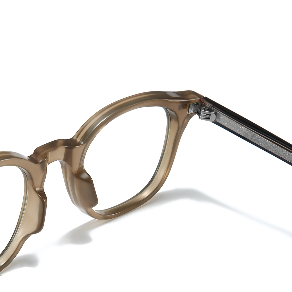 Custom Unisex Rounded Square Panto Prescription Glasses Frames with Metal Rivets & Metal Wire Core Boston Style Blue Light Eyeglasses Wholesale