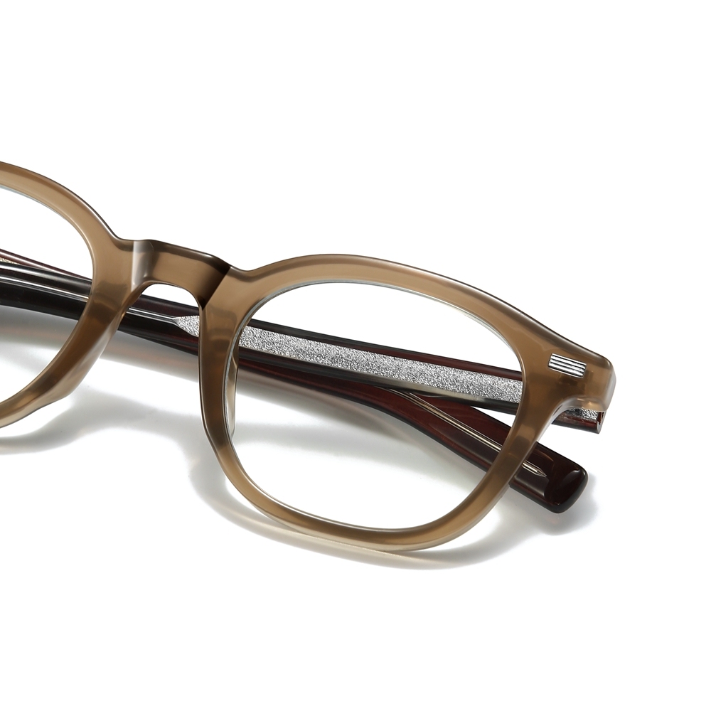 Custom Unisex Rounded Square Panto Prescription Glasses Frames with Metal Rivets & Metal Wire Core Boston Style Blue Light Eyeglasses Wholesale
