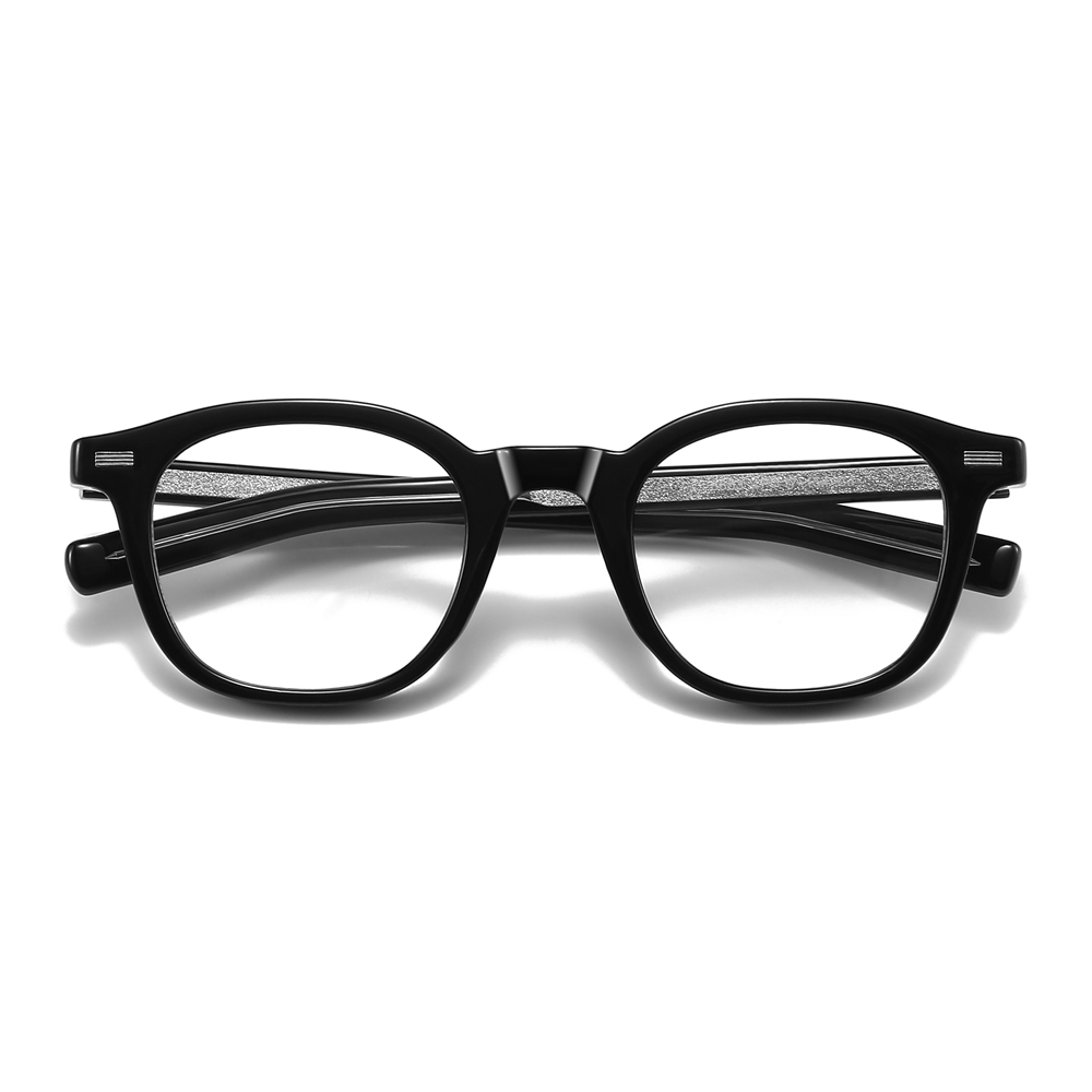 Custom Unisex Rounded Square Panto Prescription Glasses Frames with Metal Rivets & Metal Wire Core Boston Style Blue Light Eyeglasses Wholesale