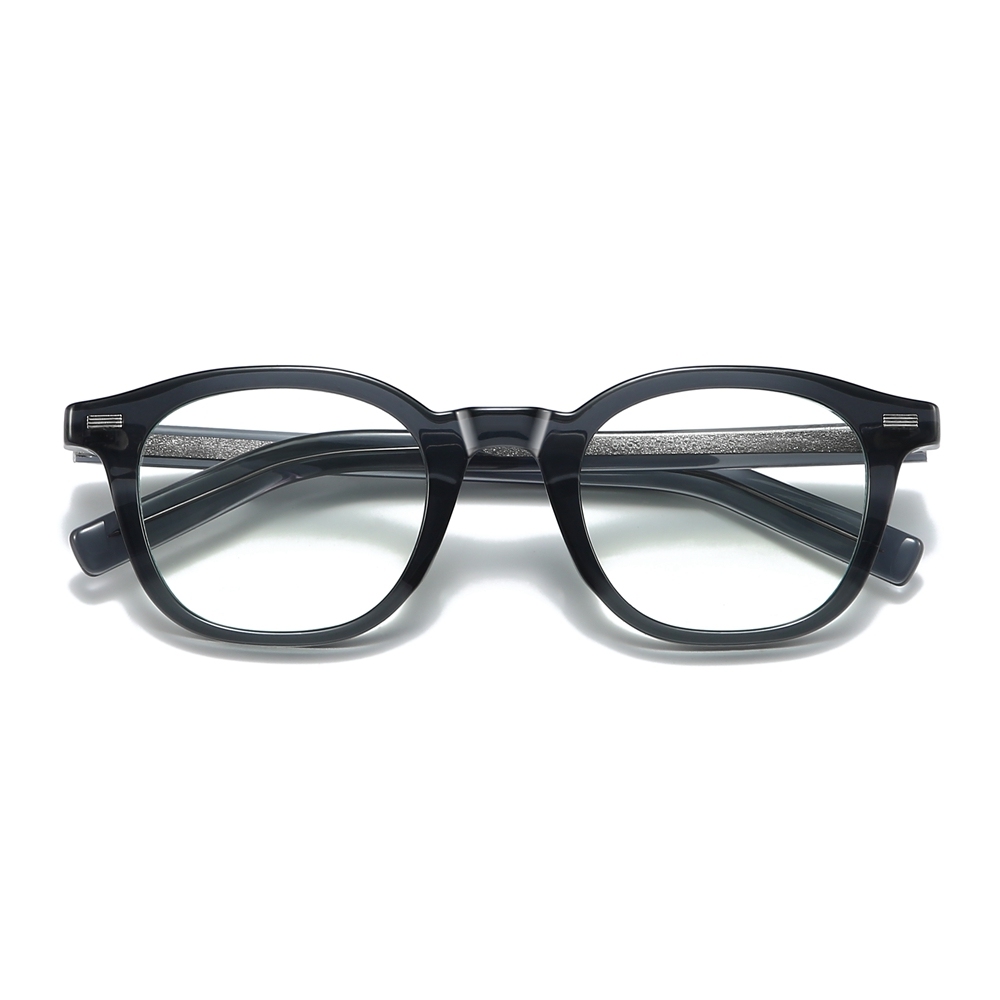 Custom Unisex Rounded Square Panto Prescription Glasses Frames with Metal Rivets & Metal Wire Core Boston Style Blue Light Eyeglasses Wholesale