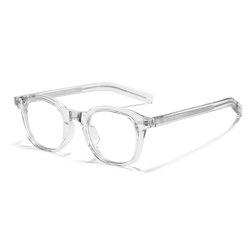 Custom Unisex Rounded Square Panto Prescription Glasses Frames with Metal Rivets & Metal Wire Core Boston Style Blue Light Eyeglasses Wholesale
