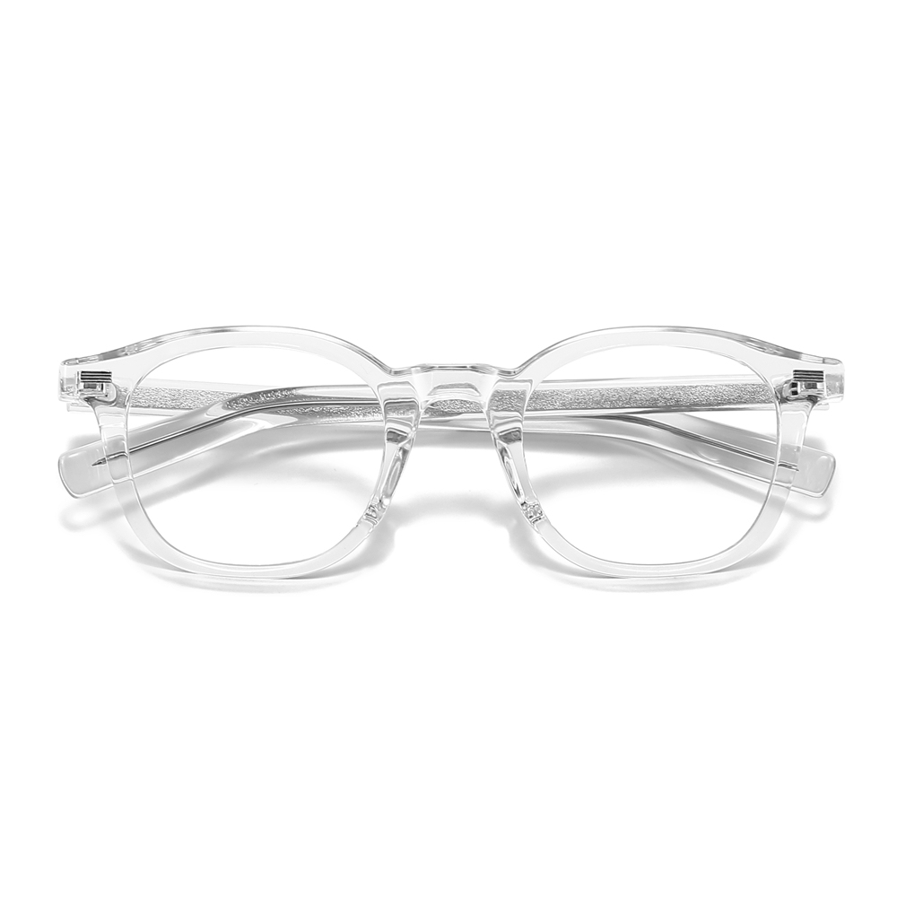 Custom Unisex Rounded Square Panto Prescription Glasses Frames with Metal Rivets & Metal Wire Core Boston Style Blue Light Eyeglasses Wholesale