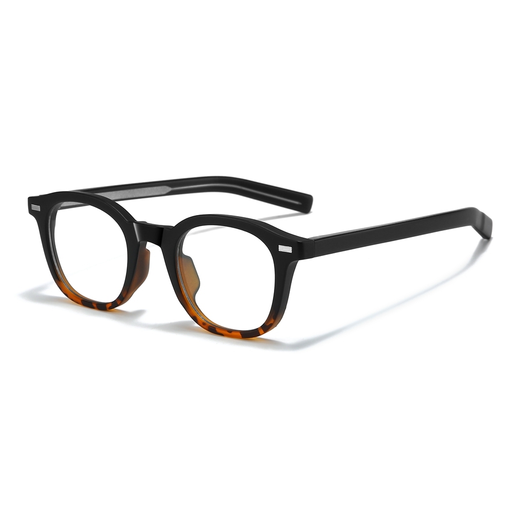 Custom Unisex Rounded Square Panto Prescription Glasses Frames with Metal Rivets & Metal Wire Core Boston Style Blue Light Eyeglasses Wholesale