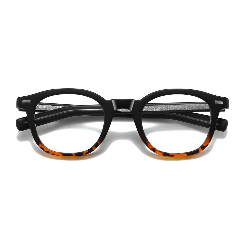 Custom Unisex Rounded Square Panto Prescription Glasses Frames with Metal Rivets & Metal Wire Core Boston Style Blue Light Eyeglasses Wholesale