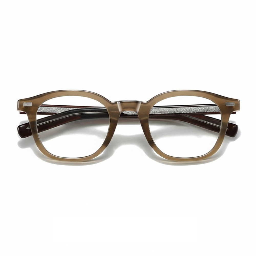 Custom Unisex Rounded Square Panto Prescription Glasses Frames with Metal Rivets & Metal Wire Core Boston Style Blue Light Eyeglasses Wholesale