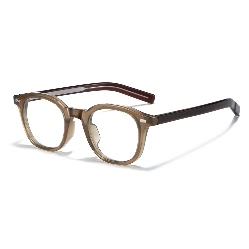 Custom Unisex Rounded Square Panto Prescription Glasses Frames with Metal Rivets & Metal Wire Core Boston Style Blue Light Eyeglasses Wholesale