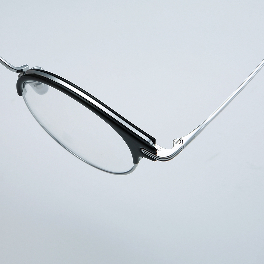 Wholesale Men's Round Browline Eyeglasses Combination of Titanium and Acetate Optical Frames for Women Intellectual Prescription Glasses Supplier