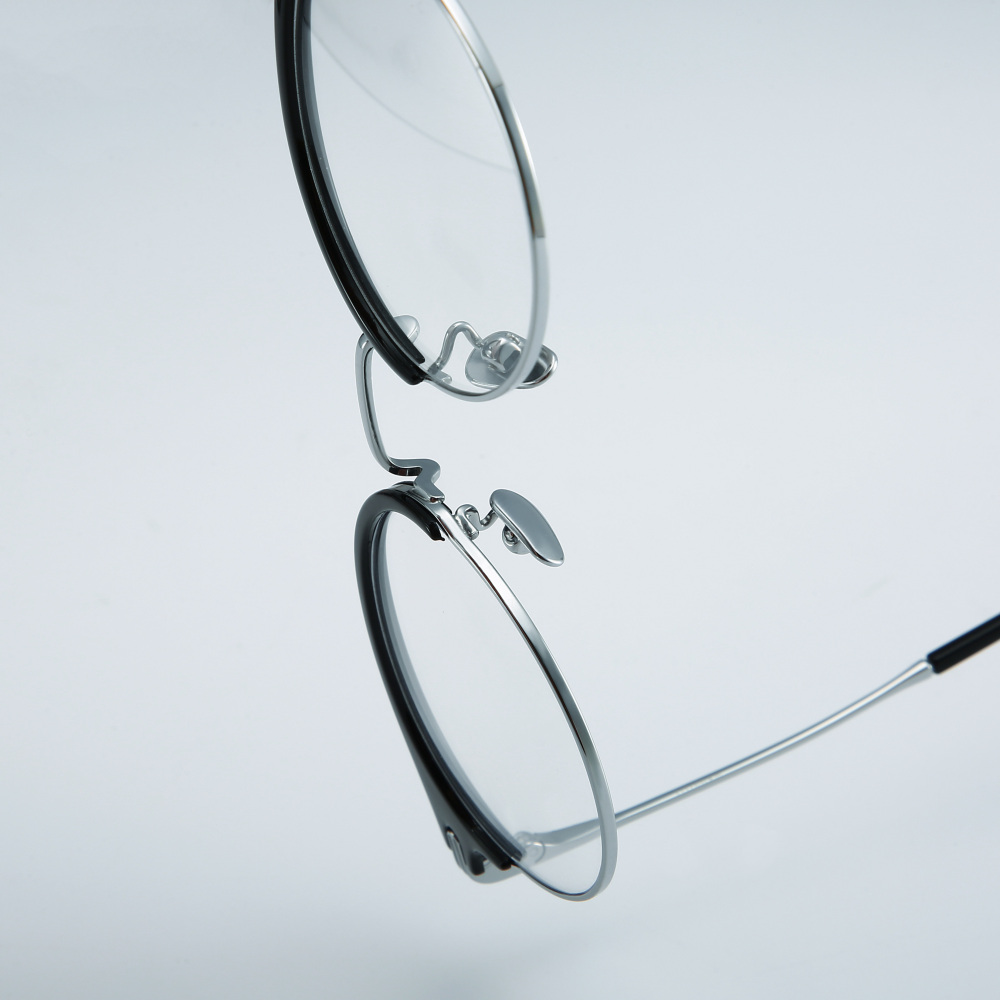 Wholesale Men's Round Browline Eyeglasses Combination of Titanium and Acetate Optical Frames for Women Intellectual Prescription Glasses Supplier