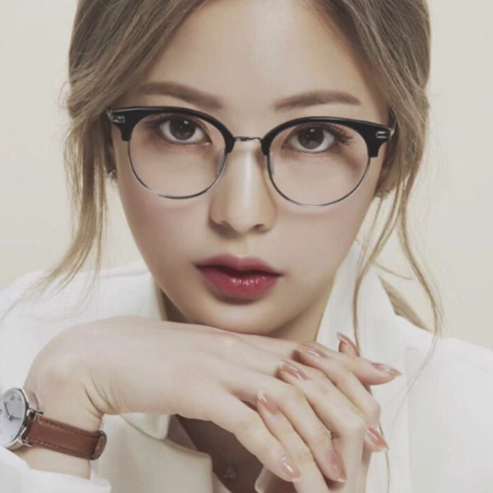 Wholesale Men's Round Browline Eyeglasses Combination of Titanium and Acetate Optical Frames for Women Intellectual Prescription Glasses Supplier