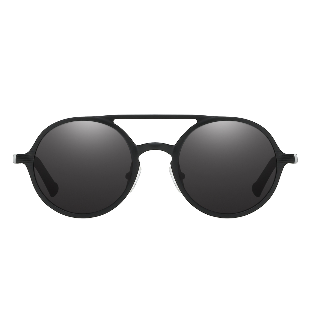 High Quality Men's Retro Double Bridge Round Sunglasses Custom Engraved Logo Aluminum Metal Polarized Glasses Vintage Circle Sunglass
