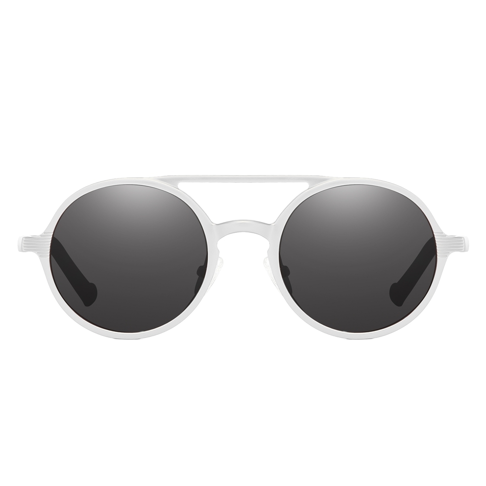 High Quality Men's Retro Double Bridge Round Sunglasses Custom Engraved Logo Aluminum Metal Polarized Glasses Vintage Circle Sunglass