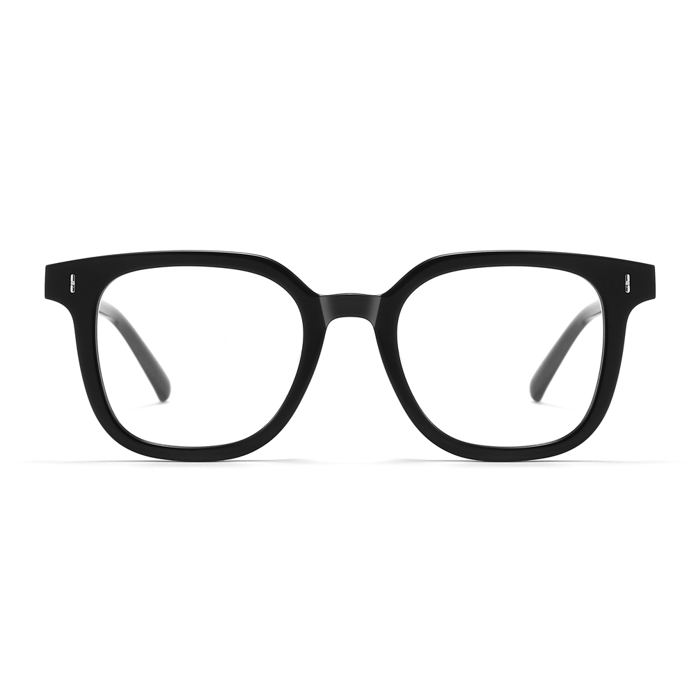 Custom Oversized Square Prescription Glasses for Women Gloss Black Wellington Eyeglasses Handmade Acetate Optical Frames Manufacturer China