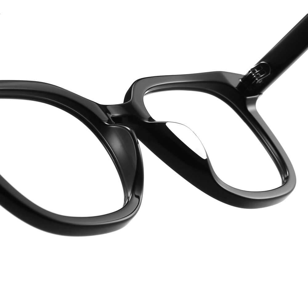 Custom Oversized Square Prescription Glasses for Women Gloss Black Wellington Eyeglasses Handmade Acetate Optical Frames Manufacturer China