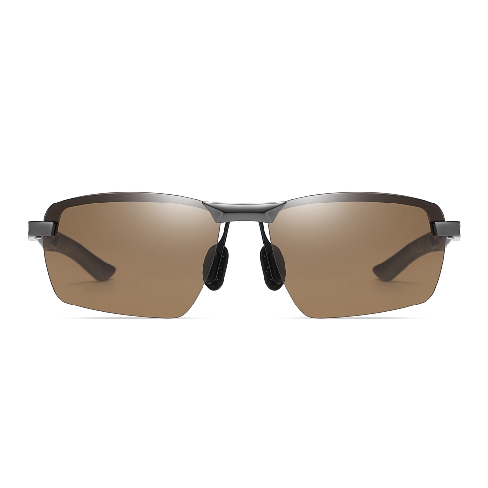 Customized Men's Metal Sport Wrap Sunglasses for Outdoor Activities Athleisure Eyewear Backpacking Essentials Semi-rimless Polarized Glasses in Bulk