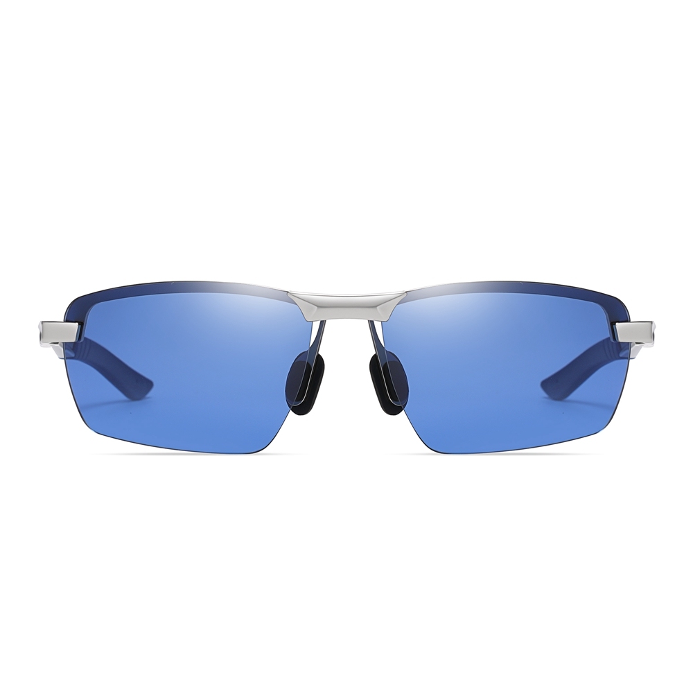 Customized Men's Metal Sport Wrap Sunglasses for Outdoor Activities Athleisure Eyewear Backpacking Essentials Semi-rimless Polarized Glasses in Bulk