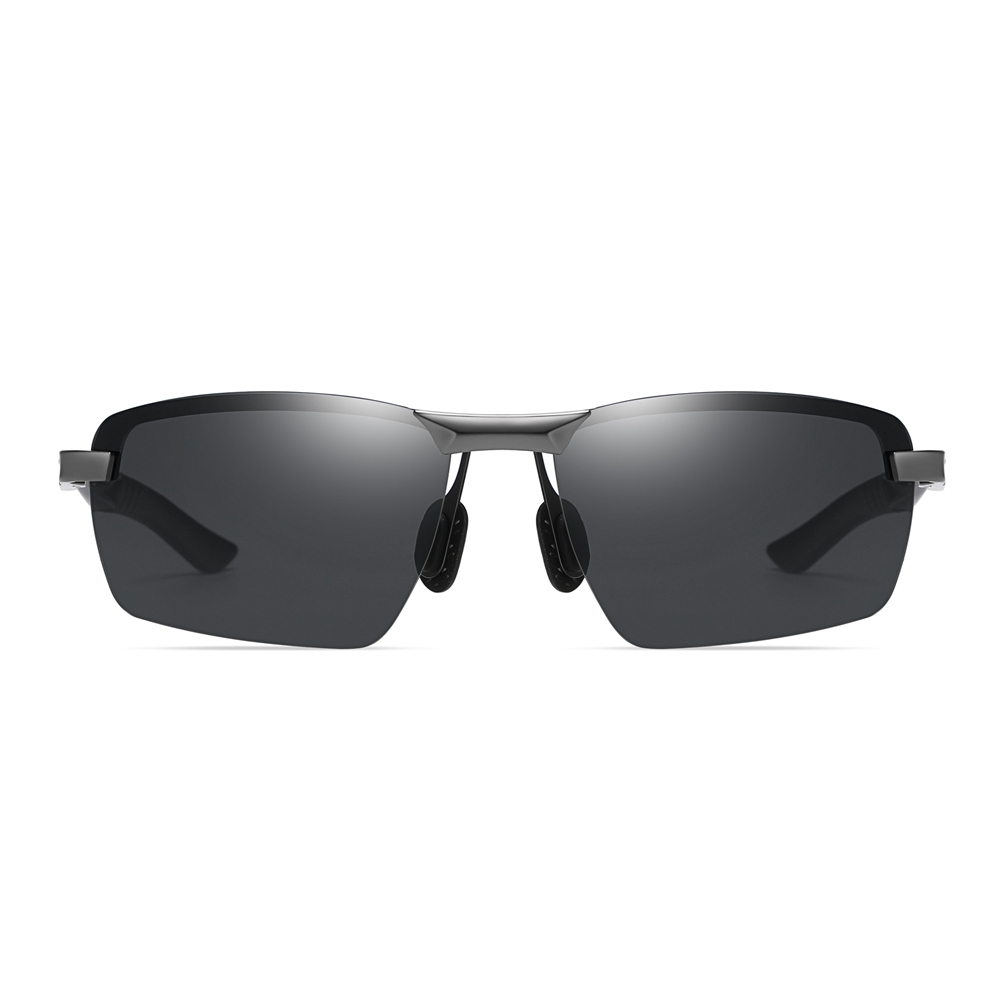 Customized Men's Metal Sport Wrap Sunglasses for Outdoor Activities Athleisure Eyewear Backpacking Essentials Semi-rimless Polarized Glasses in Bulk