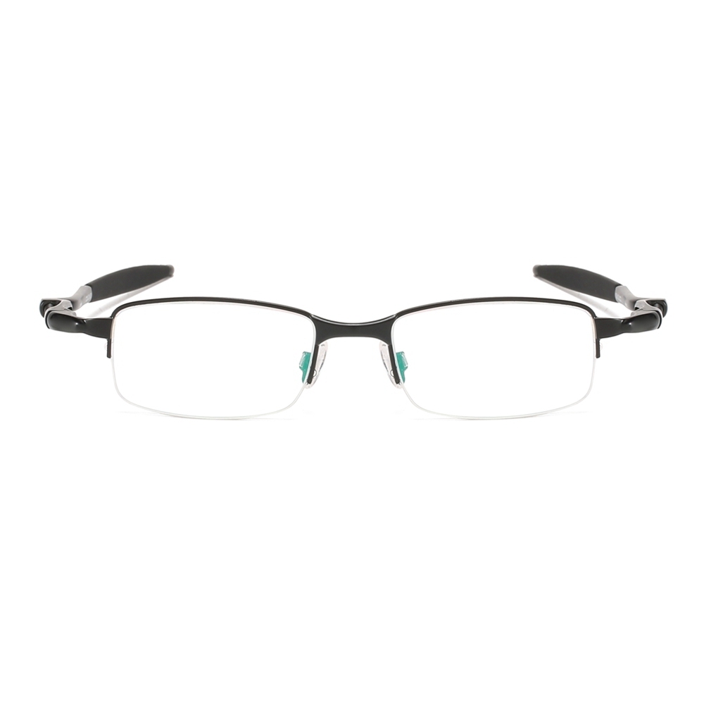 Wholesale High Performance Sports Glasses Frames for Active Men Semi Rimless Rectangular Metal Prescription Eyeglasses with Spring-Coil Temples