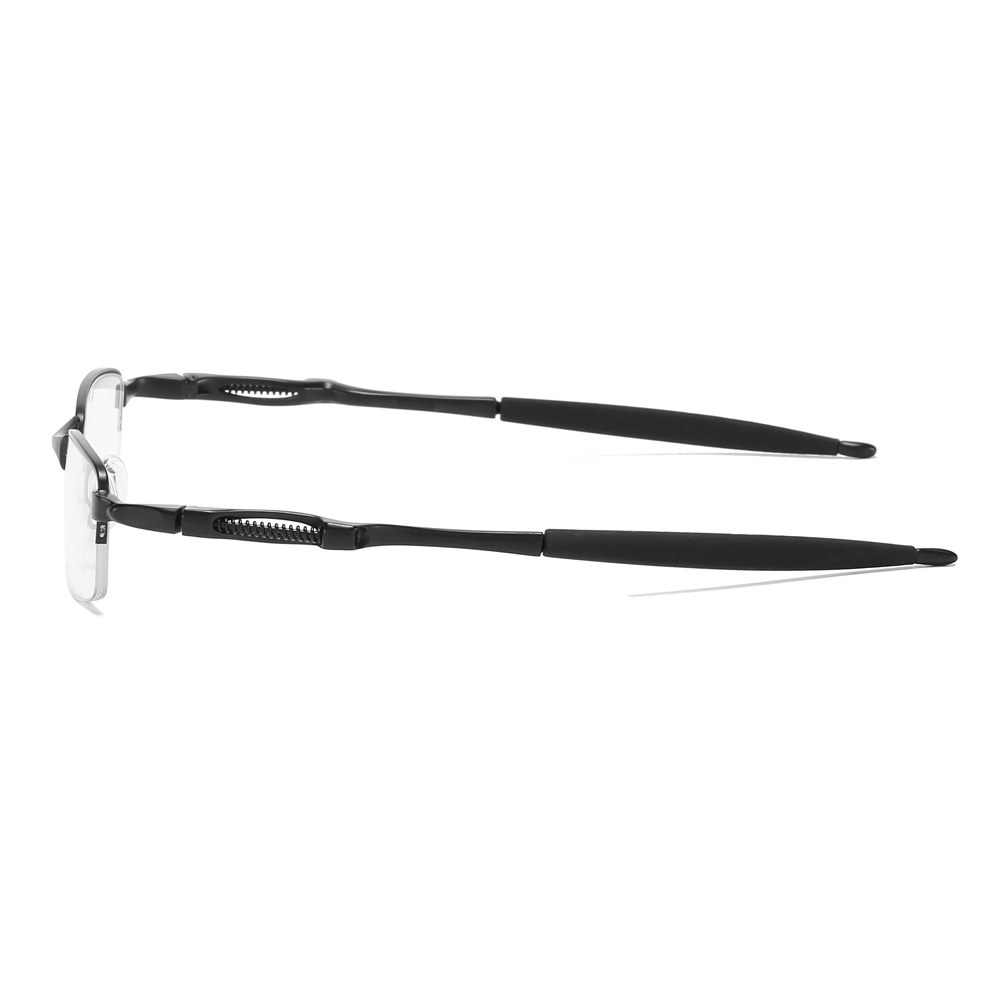 Wholesale High Performance Sports Glasses Frames for Active Men Semi Rimless Rectangular Metal Prescription Eyeglasses with Spring-Coil Temples