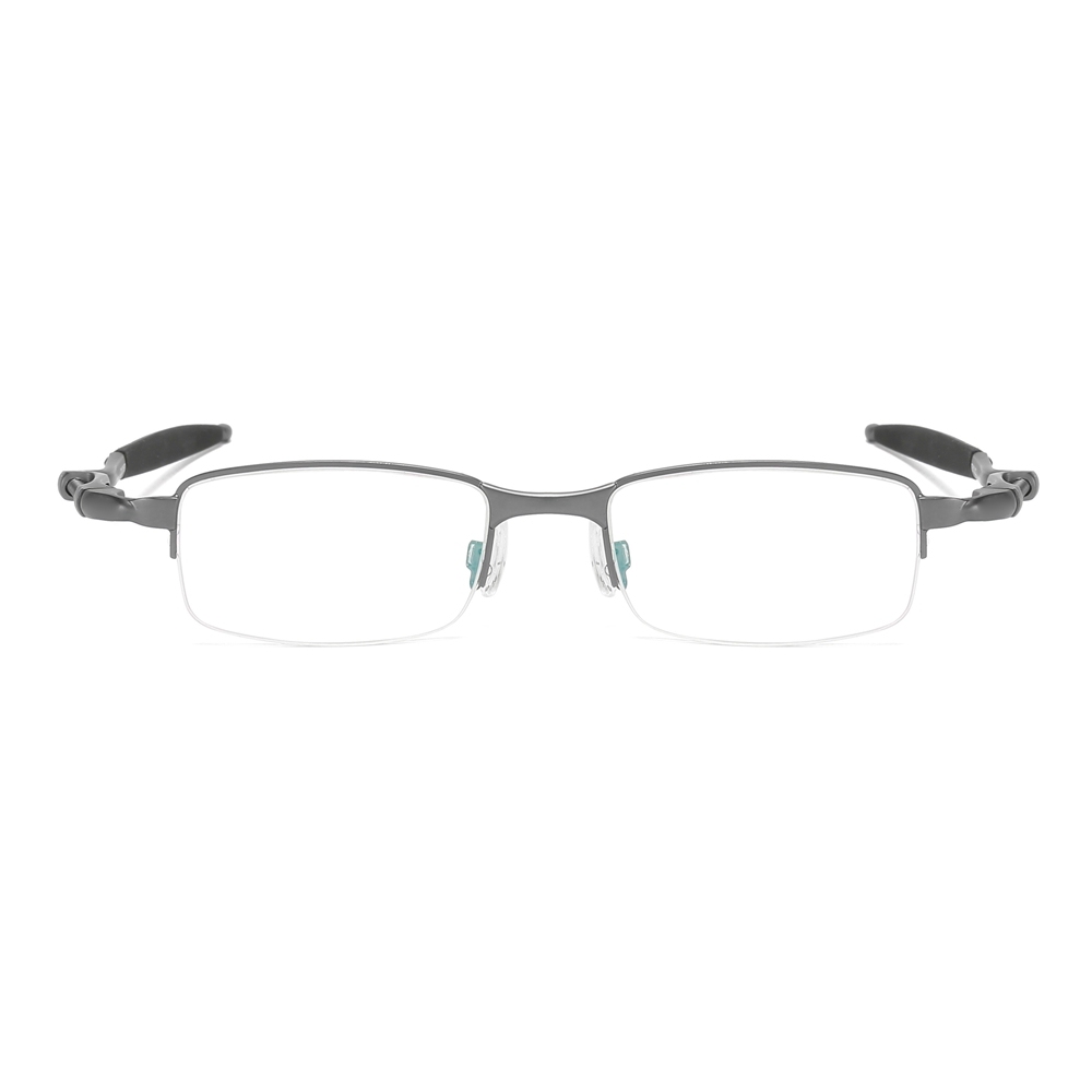 Wholesale High Performance Sports Glasses Frames for Active Men Semi Rimless Rectangular Metal Prescription Eyeglasses with Spring-Coil Temples
