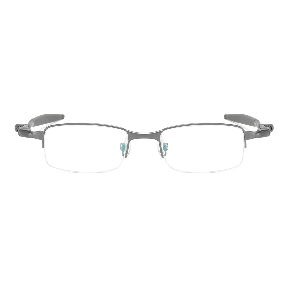 Wholesale High Performance Sports Glasses Frames for Active Men Semi Rimless Rectangular Metal Prescription Eyeglasses with Spring-Coil Temples