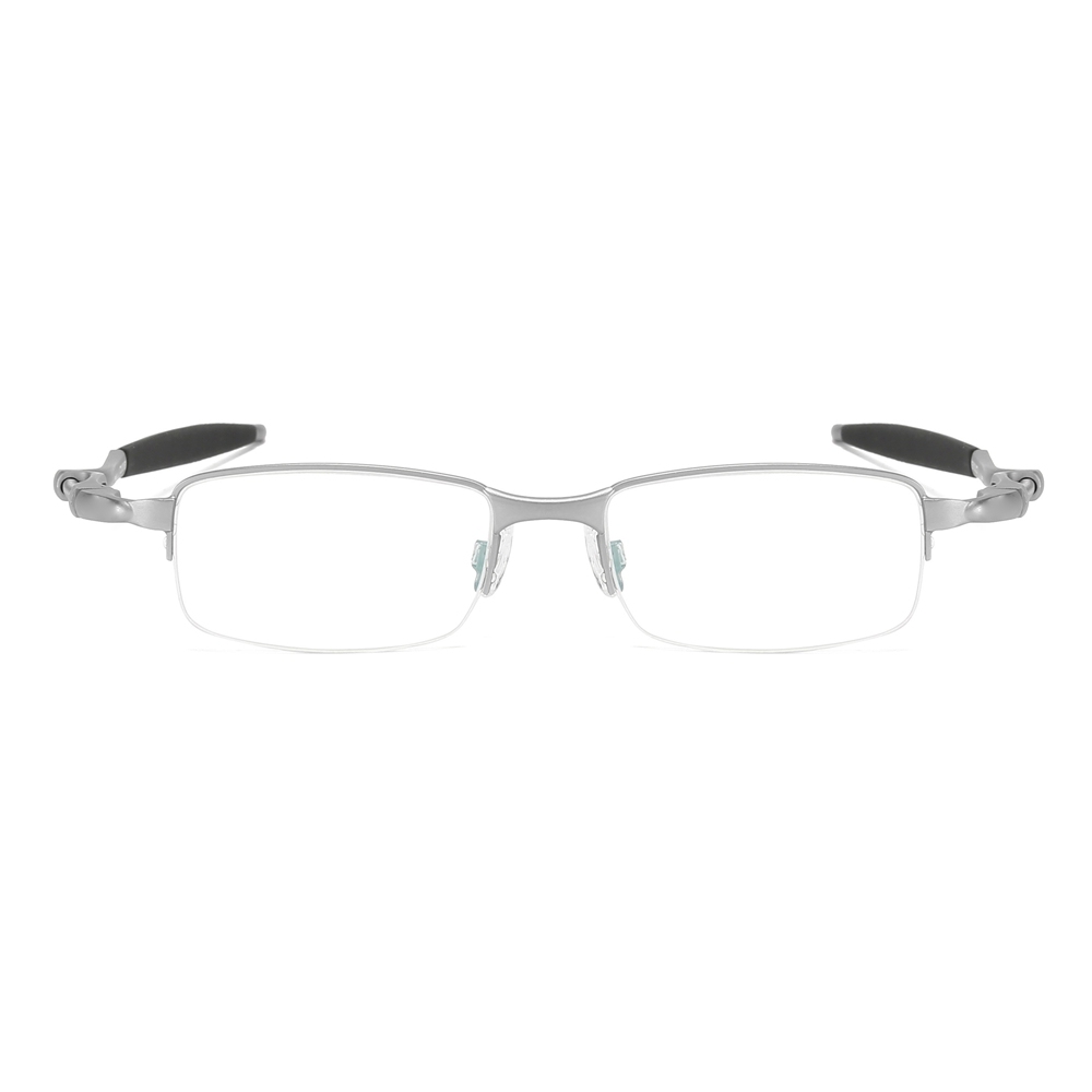 Wholesale High Performance Sports Glasses Frames for Active Men Semi Rimless Rectangular Metal Prescription Eyeglasses with Spring-Coil Temples