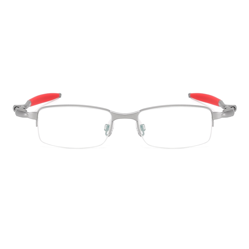 Wholesale High Performance Sports Glasses Frames for Active Men Semi Rimless Rectangular Metal Prescription Eyeglasses with Spring-Coil Temples