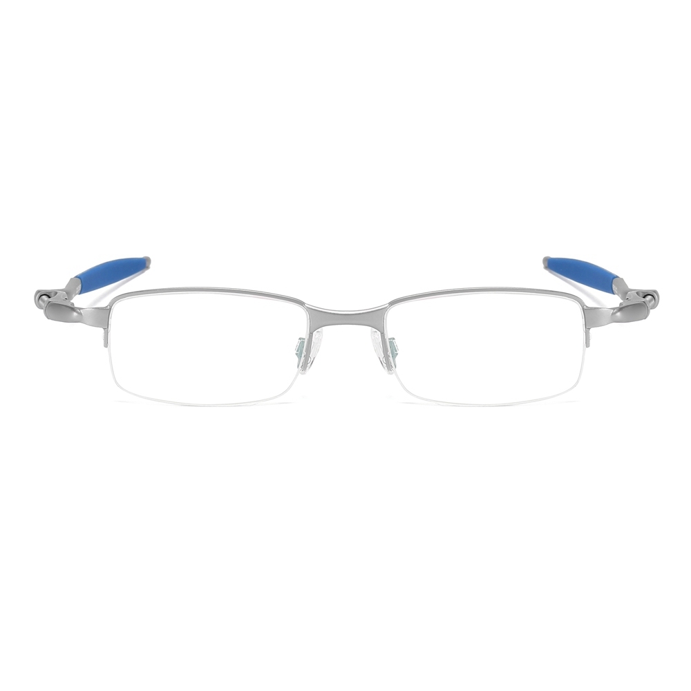 Wholesale High Performance Sports Glasses Frames for Active Men Semi Rimless Rectangular Metal Prescription Eyeglasses with Spring-Coil Temples