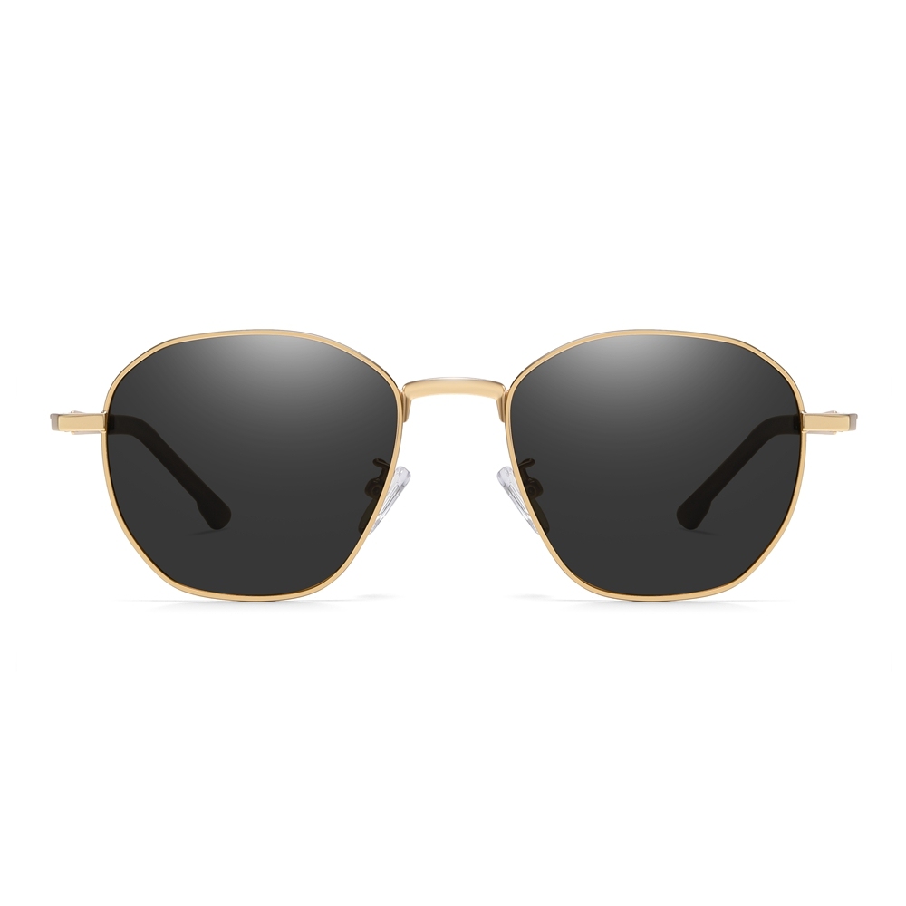 Bulk Wholesale Unisex Irregular Round Metal Sunglasses for Daily Use with Geometric Greca Temples Polarized Fashion Glasses Manufacturer China