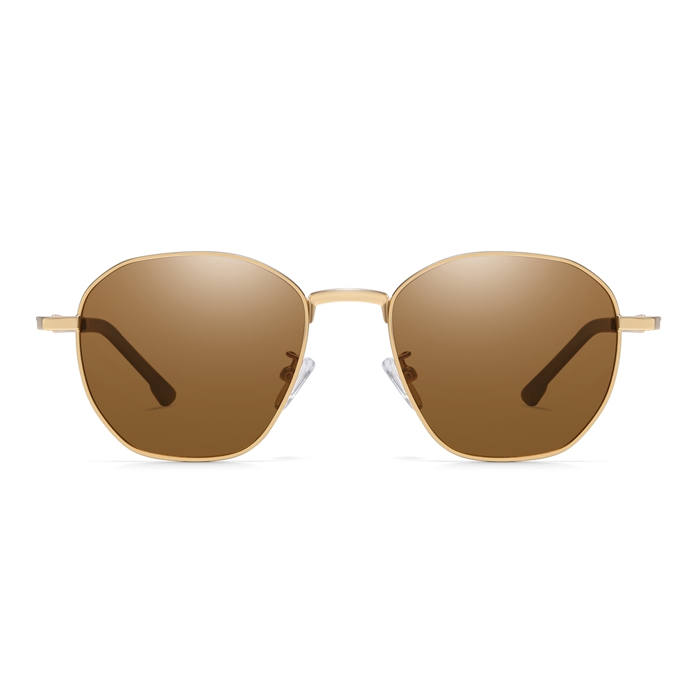 Bulk Wholesale Unisex Irregular Round Metal Sunglasses for Daily Use with Geometric Greca Temples Polarized Fashion Glasses Manufacturer China