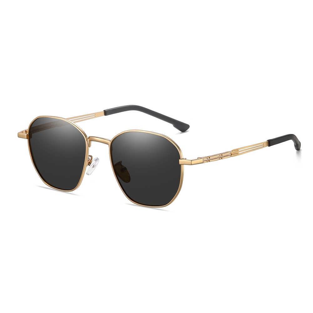 Bulk Wholesale Unisex Irregular Round Metal Sunglasses for Daily Use with Geometric Greca Temples Polarized Fashion Glasses Manufacturer China