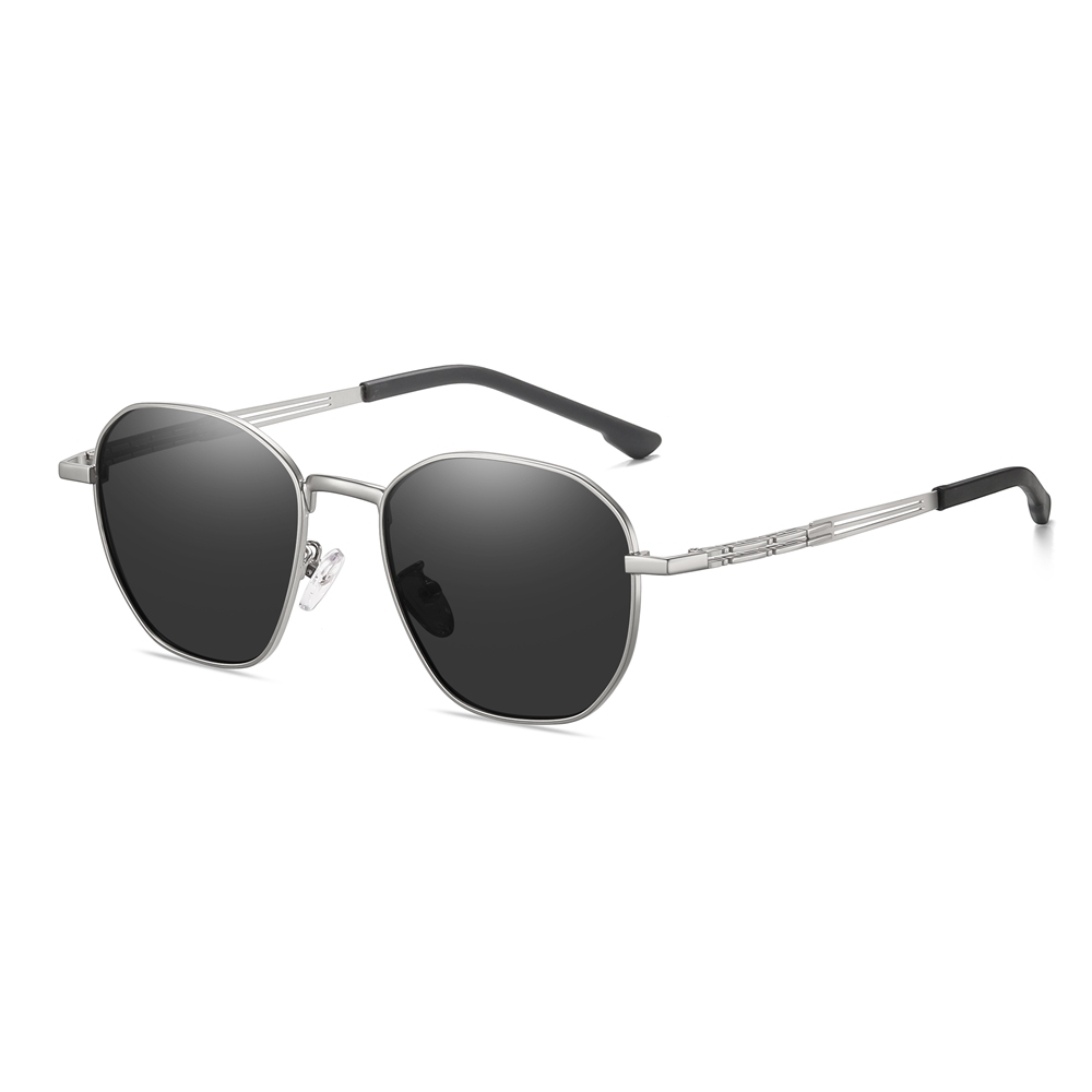 Bulk Wholesale Unisex Irregular Round Metal Sunglasses for Daily Use with Geometric Greca Temples Polarized Fashion Glasses Manufacturer China